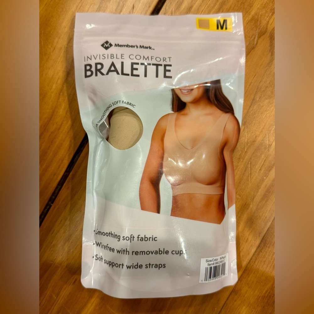 Member’s Mark Nude Women’s Invisible Comfort Bralette Size M (NWT)